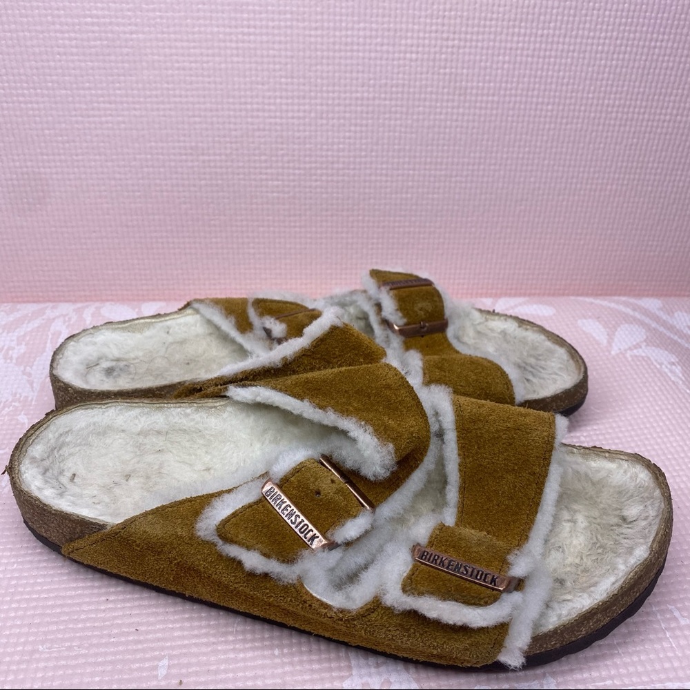 Birkenstock Arizona Tan Sherling Sandal